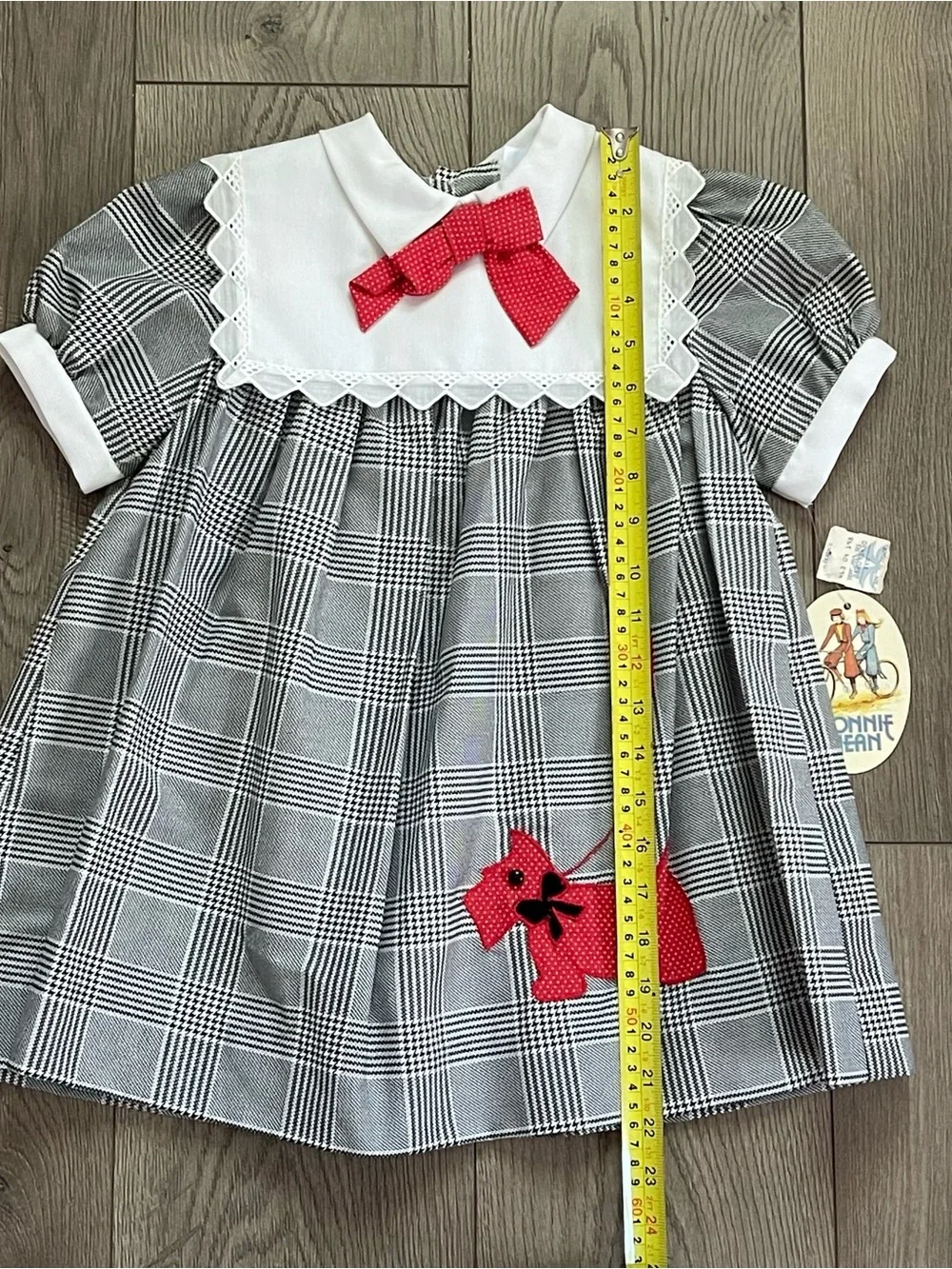 NWT Vintage Bonnie Jean Scottie Scotty Dog Leash Girls 6 Plaid Dress